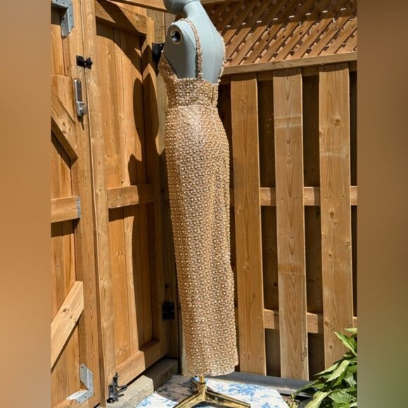 🆕 BRONX & BANCO 🧿 NWOT Allegra Gold Sequin & Beaded Maxi Dress, Sz S US 4 - Picture 8 of 16